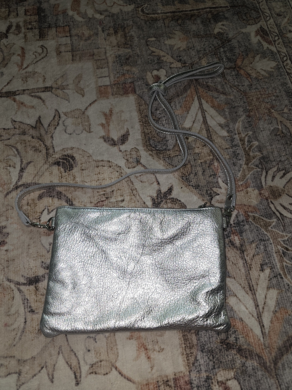Clarks Metallic Silver Crossbody Bag with Multiple Zips - Picture 2 of 7